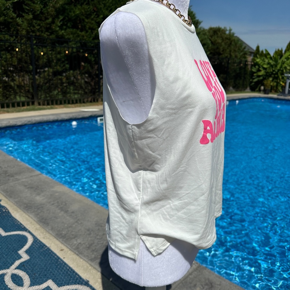 NWT Lovers of hYOUmanity Small Love You Always White Pink Tee - Picture 2 of 7